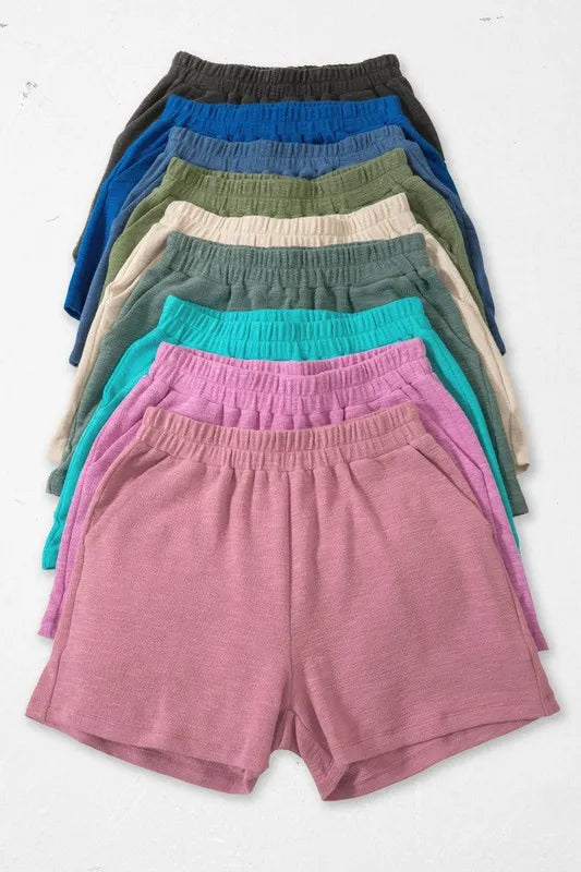 Comfortable, shorts, multi color, salmon, pink, teal, sage, cream, green, navy, blue, black, women’s clothing