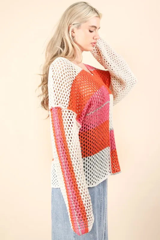 Comfortable, sweater, white, orange, pink, women's clothing