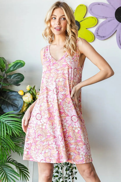 comfortable, sun dress, flower, pattern, pink, women’s clothing