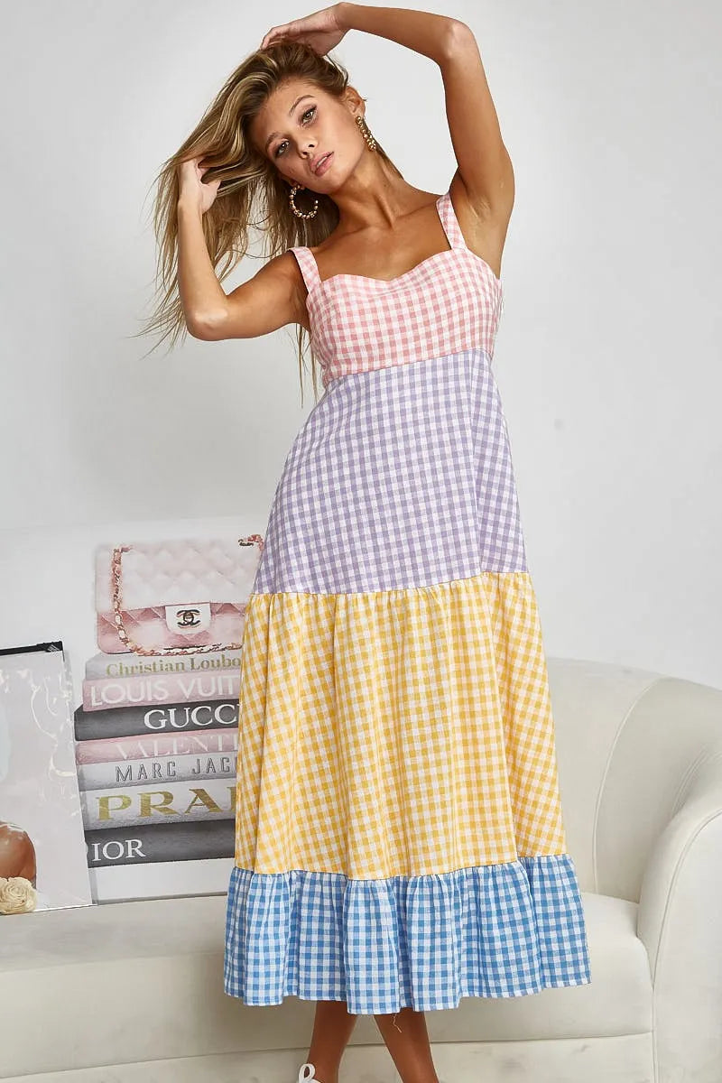 comfortable, multi color, pink, purple, yellow, blue, sun dress, women’s clothing