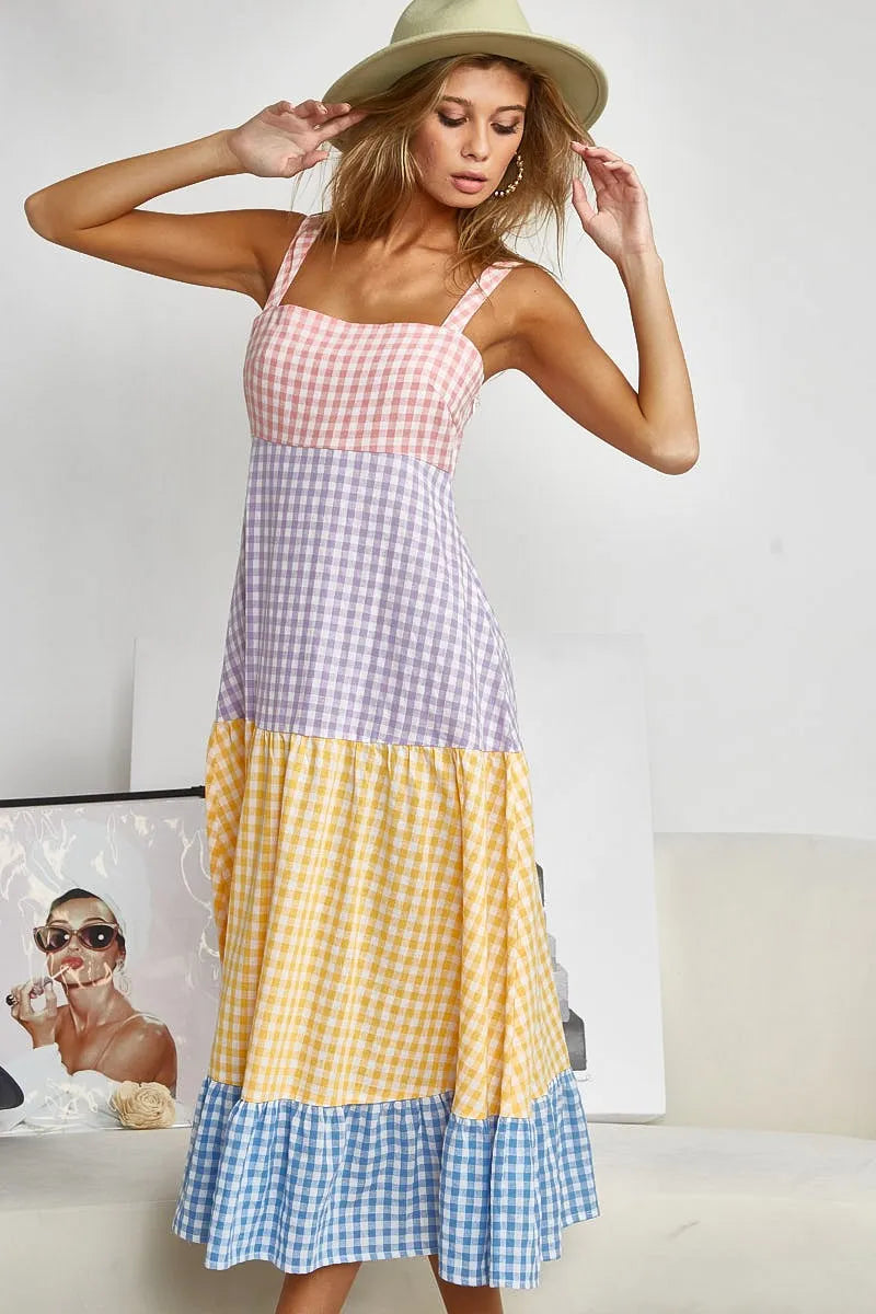 comfortable, multi color, pink, purple, yellow, blue, sun dress, women’s clothing