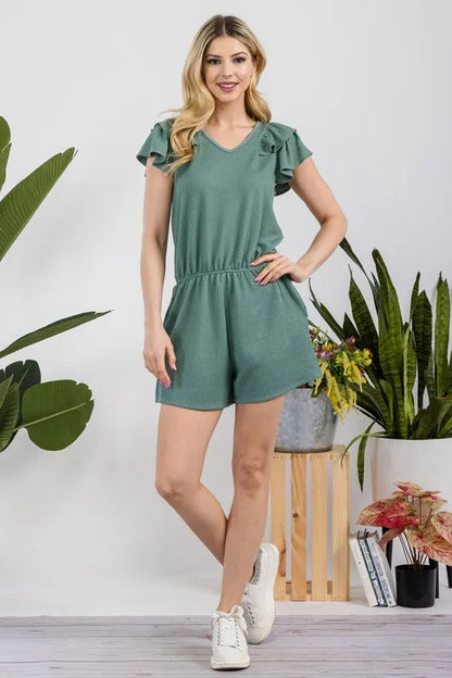 Green romper, comfortable, women’s clothing