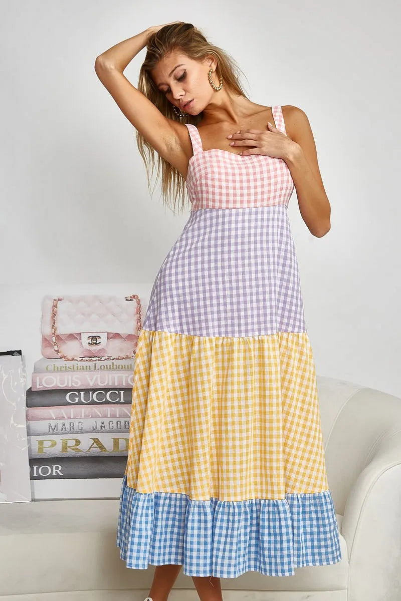 comfortable, multi color, pink, purple, yellow, blue, sun dress, women’s clothing