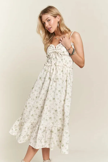 Comfortable, sun dress, flower pattern, white, women’s clothing